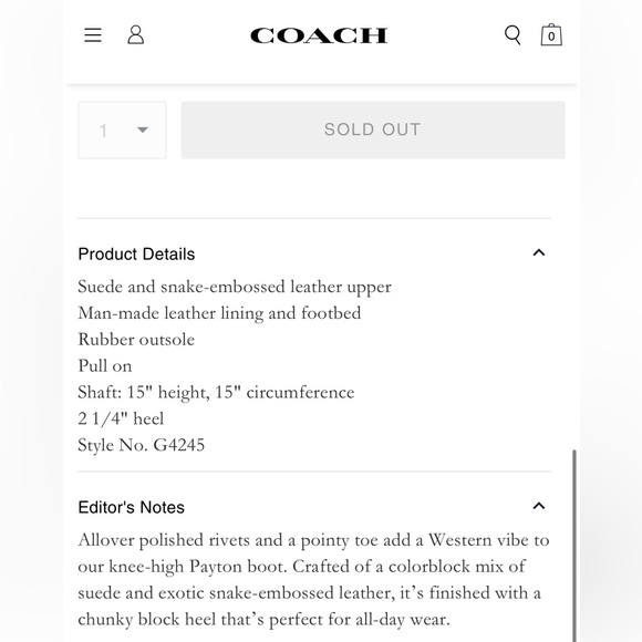 Coach Payton Western Boot. Size 7. Worn once. Immaculate condition. - Picture 3 of 9